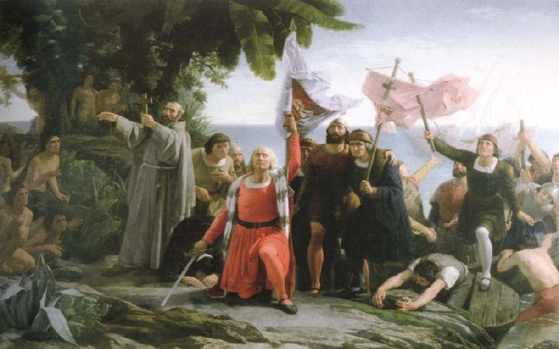 dioscoro teofilo puebla tolin the first landing of christopher columbus in america oil painting picture